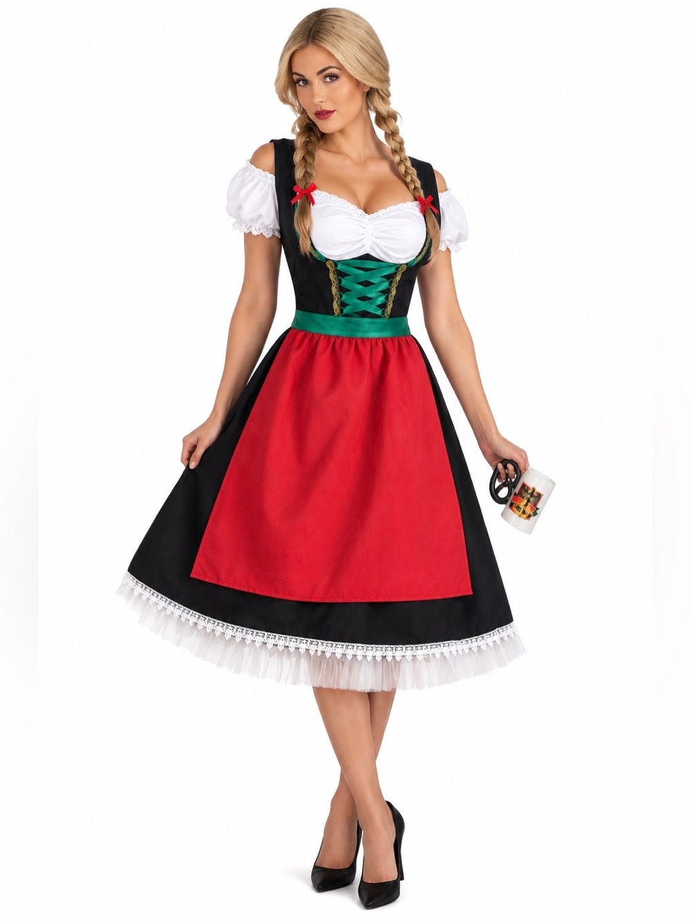 NWT Forum Novelties Oktoberfest Fraulein Women's Black Midi Dress Size: 14/16